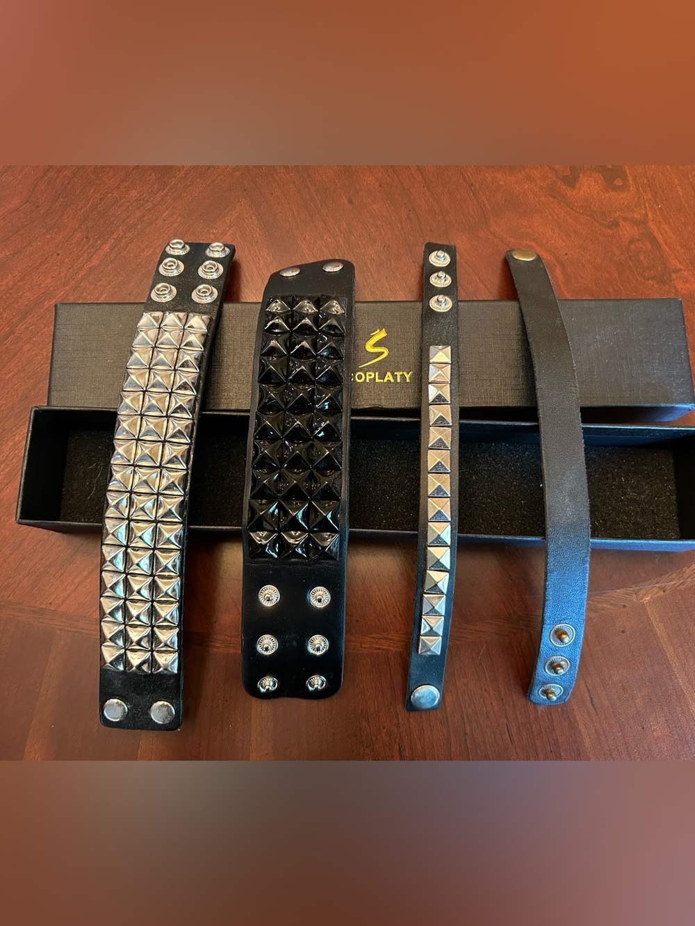Men's Black Studded Wristbands - set